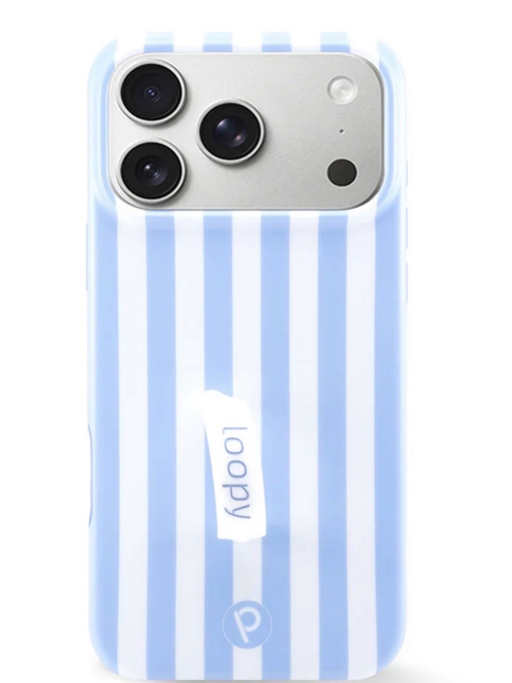 Loopy Case Light Blue and White Striped Phone Case with Loop Grip